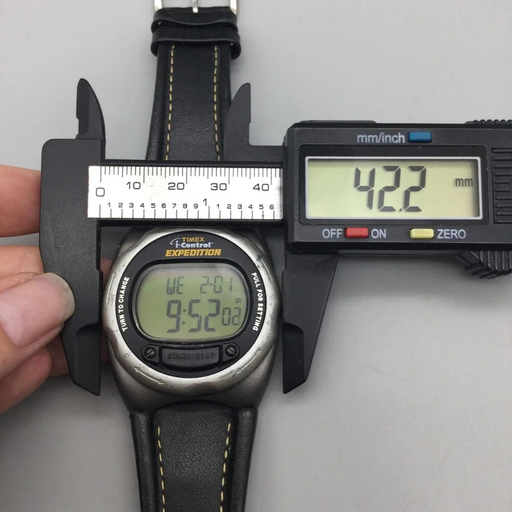 Timex Expedition I-Control Mens Watch 42mm Green Digital Black Leather New Batt
